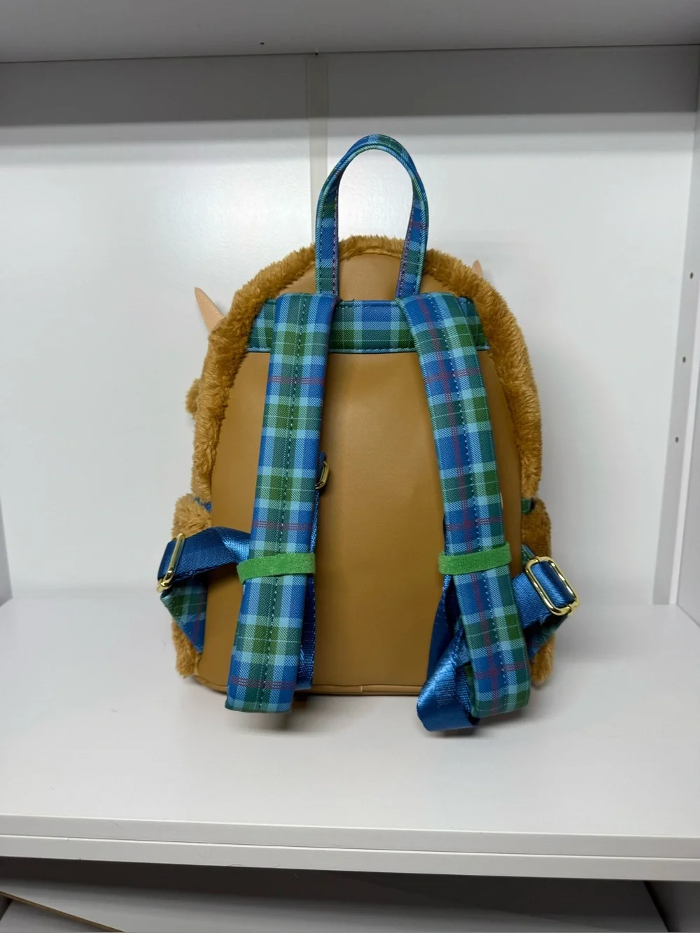 RARE Busch Gardens Loungefly Highland Cow Plush Mini Backpack Plaid NWOT
